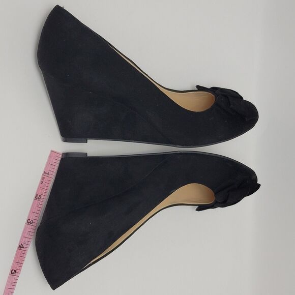 Jessica Simpson Sheryll Womens Suede Black Bow Toe Slip On Wedge Shoes Size 8M - Picture 7 of 12